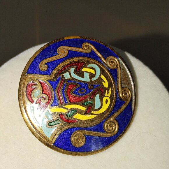 Brooch Book of Kells Tara Ware Celtic Irish Enamel Pin Handcrafted Art Nouveau - Picture 1 of 9